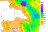 map of australia showing rainfall over over 25 mills for most of the east coast