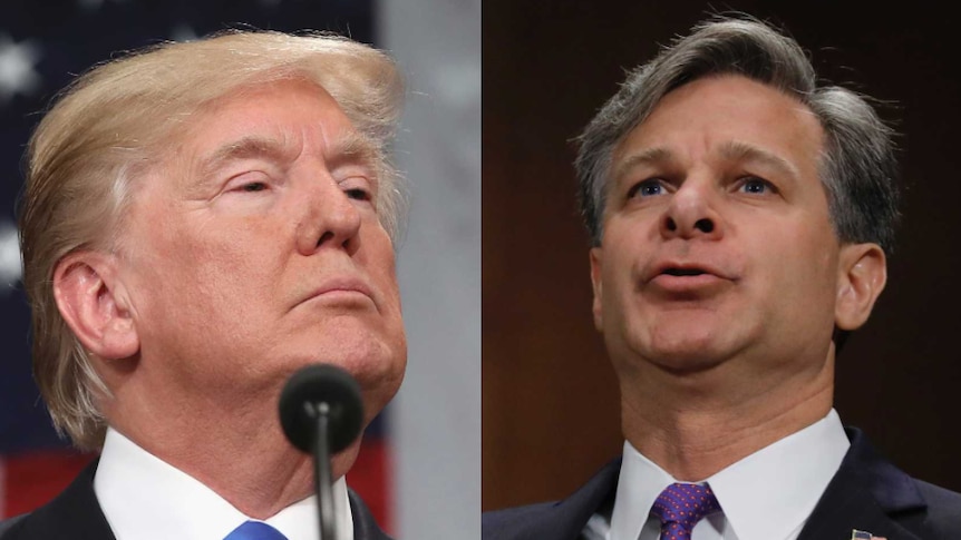 Donald Trump and Christopher Wray (composite)