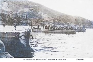 Troops land at Anzac Cove in Gallipoli