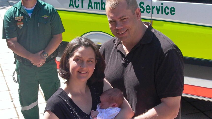 Calli and Chris Bowyer were delighted to show paramedics how well baby Maise was doing after her roadside delivery.