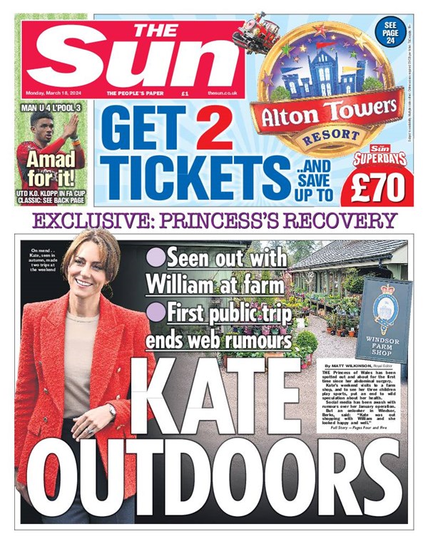 An old photo of Kate smiling with the headline in big capitals saying Kate Outdoors.