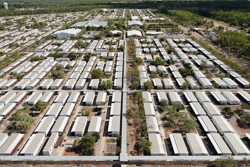 Una imagen de un dron de la instalación de cuarentena de howard springs 