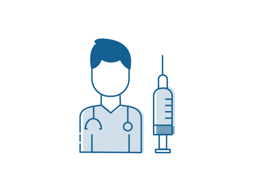 Icon drawing of doctor with needle.