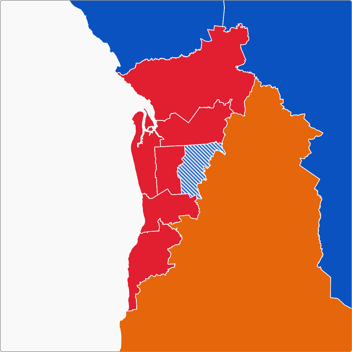 The electoral map of Adelaide showing the 2022 results
