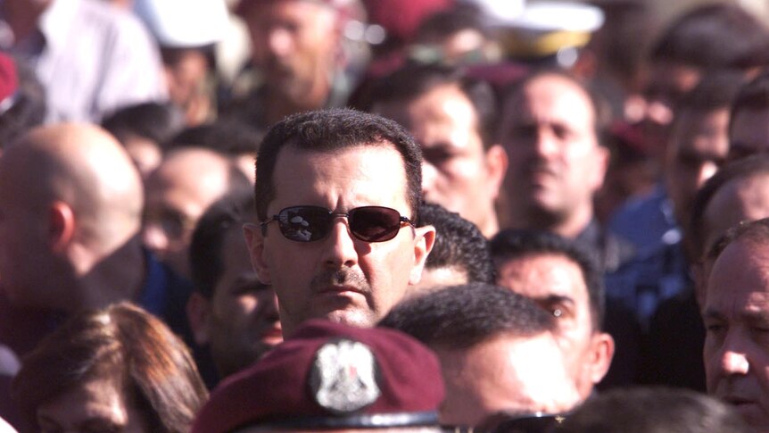 Bashar al-Assad at his father's funeral