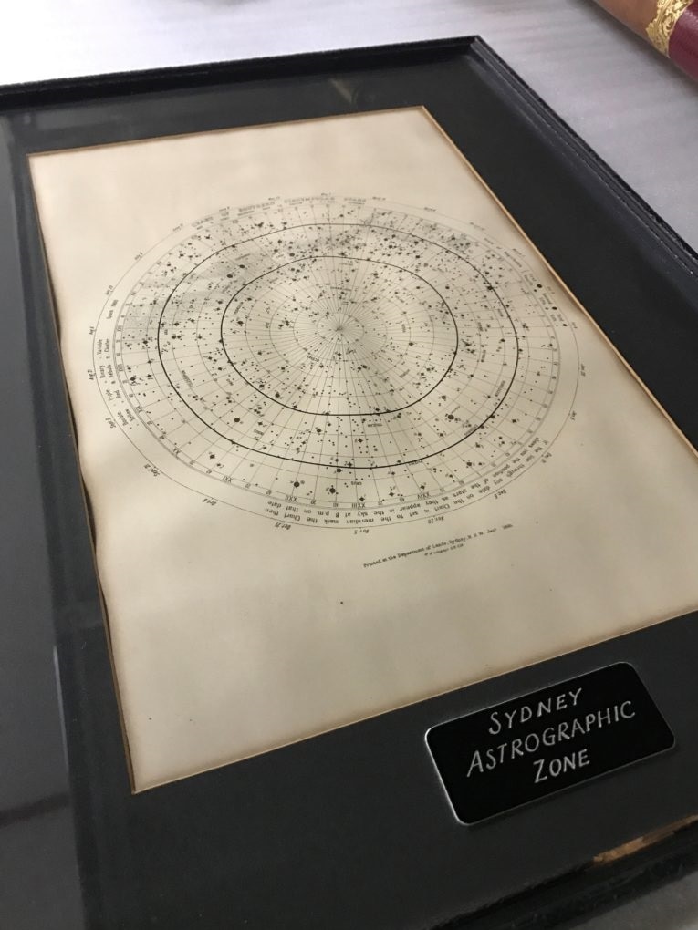 Depiction of a section of the celestial sphere with dots for stars in each area