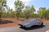 solar car drives in outback
