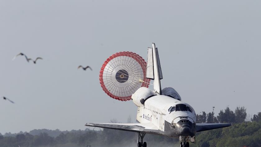 Touch down: Discovery lands at the Kennedy Space Centre in Florida
