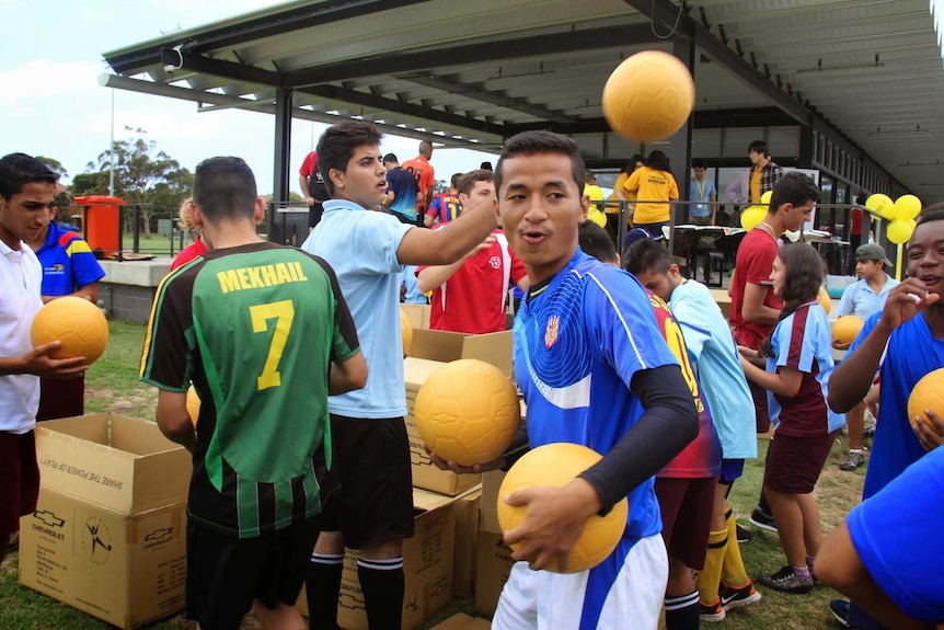 Young people at a Football United event