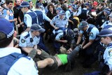 Police arrest an Occupy Sydney protester