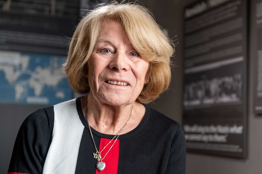 Holocaust survivor Eva Temple inside Adelaide's new Holocaust museum.