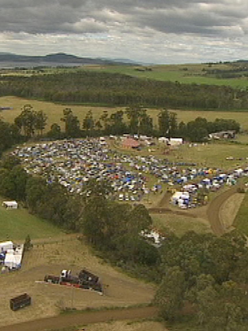 2010 Site du festival des chutes à Marion Bay, Tasmanie.
