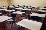 A classroom of empty desks