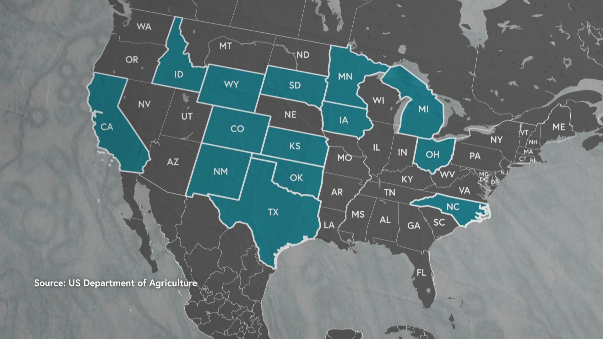 A map of the US.