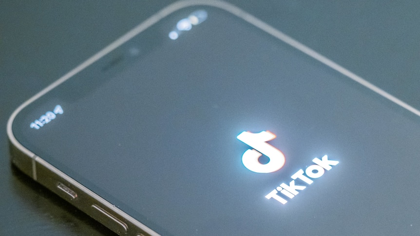 The TikTok logo on the screen of a smartphone.