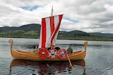 Replica Viking boat on the water
