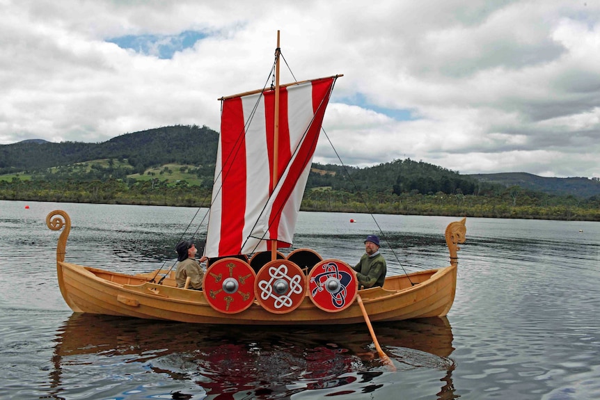 Replica Viking boat on the water