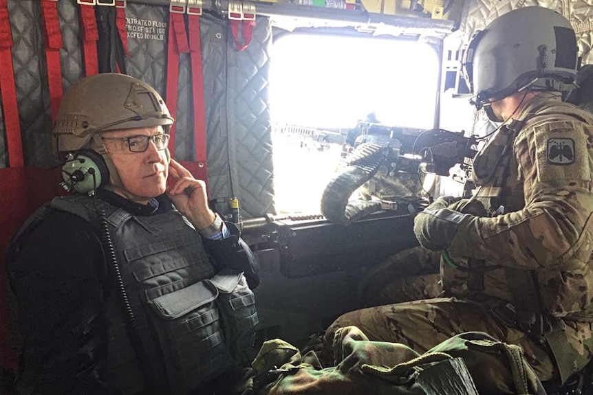 Prime Minister Malcolm Turnbull in chinook