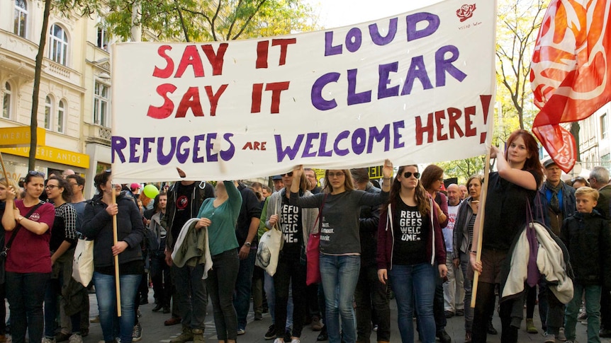 'Say it loud, say it clear, refugees are welcome here'