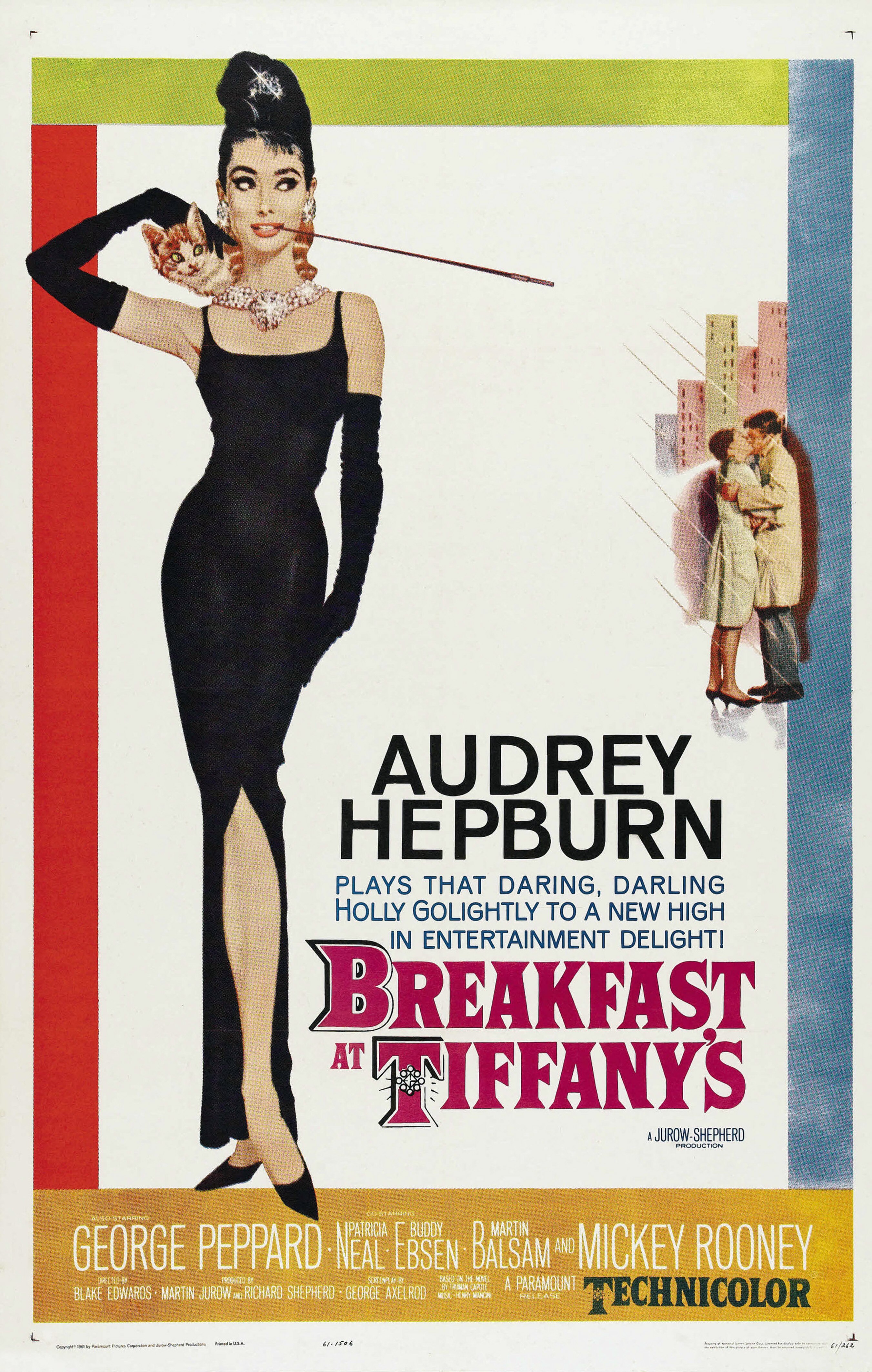 A poster of Audrey Hepburn starring in Breakfast at Tiffany's 