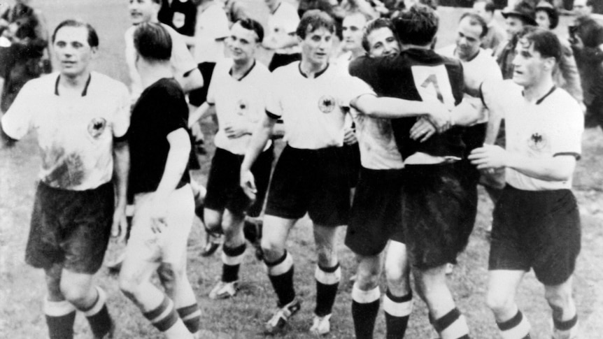 West Germany celebrates 1954 World Cup triumph