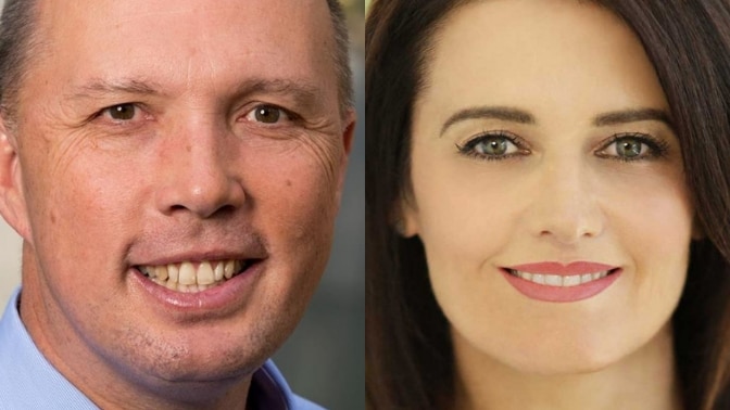 Side by side images of Home Affairs Minister Peter Dutton and Australian Labor Party candidate Ali France.