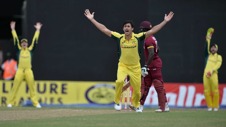 Mitchell Starc appeals against the West Indies