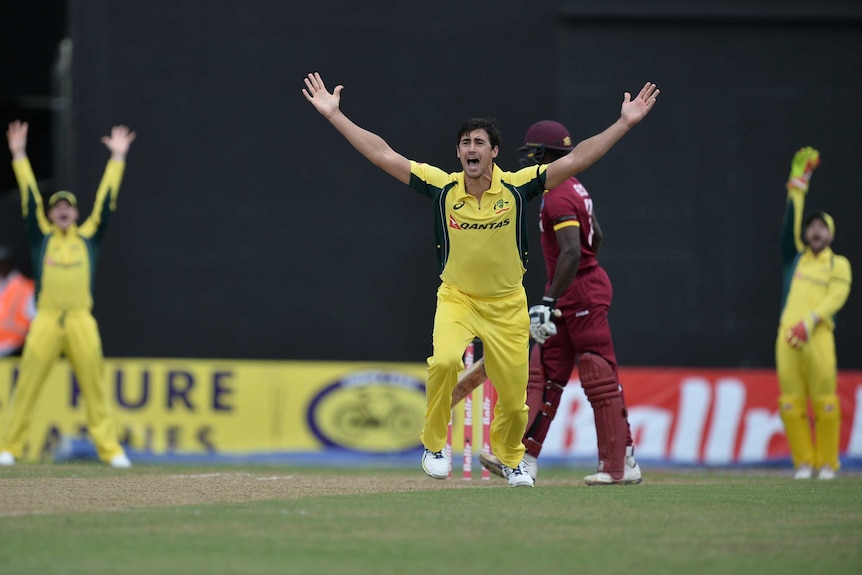 Mitchell Starc appeals against the West Indies