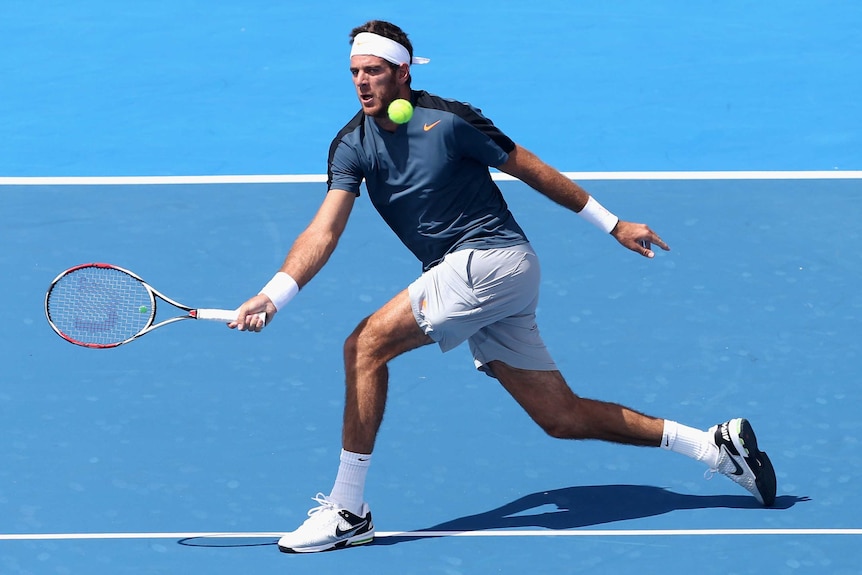 Too good ... Juan Martin Del Potro beat Marcos Baghdatis 6-4, 6-1 in the Kooyong Classic.