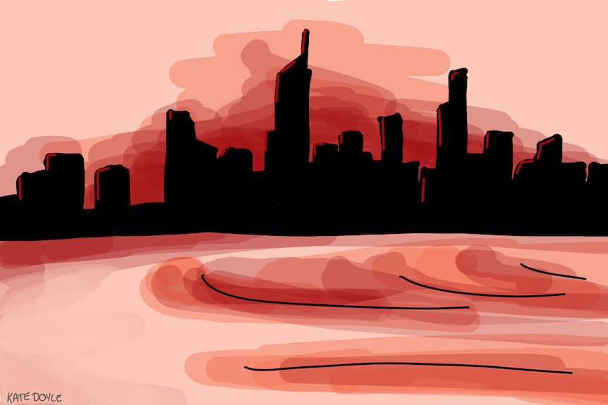 Sketch: The Gold Coast bathed in red at sunset
