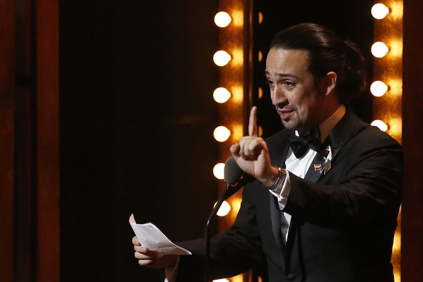 Lin-Manuel Miranda of Hamilton accepts award