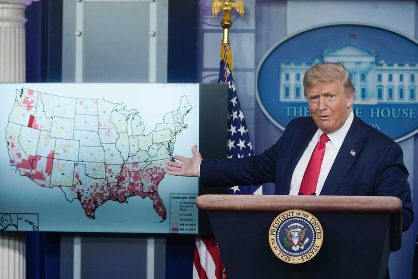 President Trump gives a briefing on his administration's COVID response on July 23