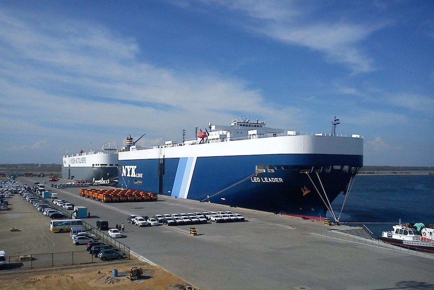 Two large ships are docked at the Hambantota Port in Sri Lanka in this 2013 file photo.