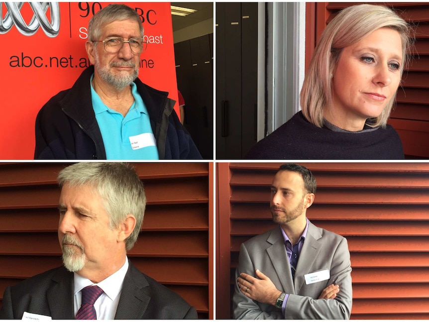 close up photos of four of the candidates from Longman, three men and one woman