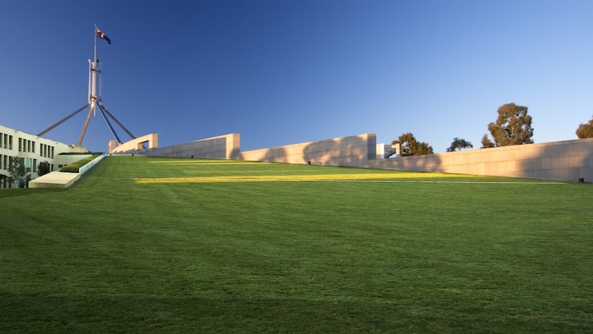 The lawns of Parliament House.
