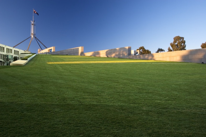 The lawns of Parliament House.
