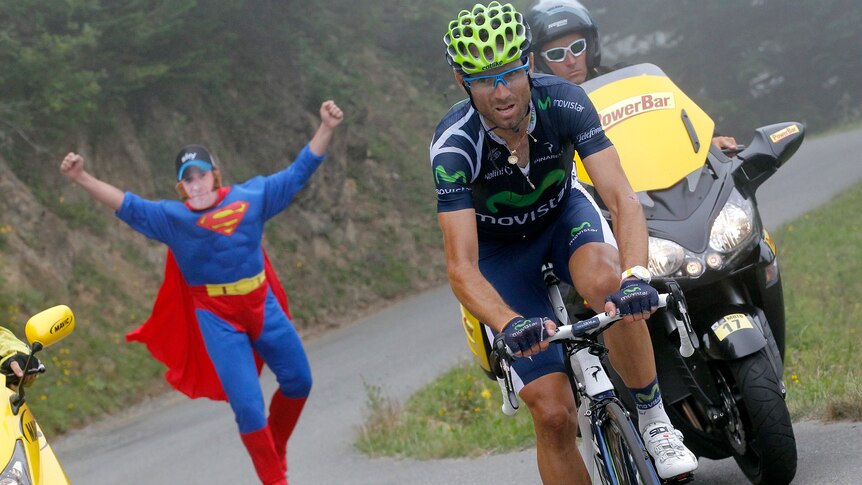 Valverde of Spain cycles during the 17th stage of the 99th Tour de France cycling race.