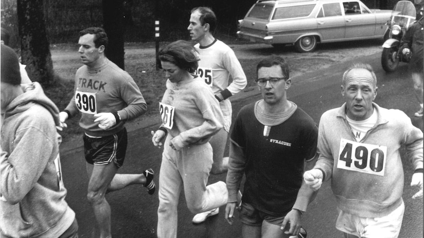 Kathrine Switzer just after being attacked by Jock Semple