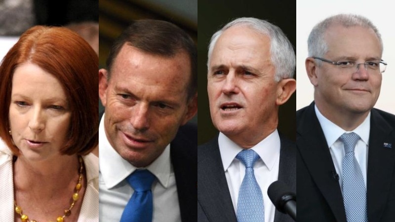 A composite image of Julia Gillard, Tony Abbott, Malcolm Turnbull and Scott Morrison.