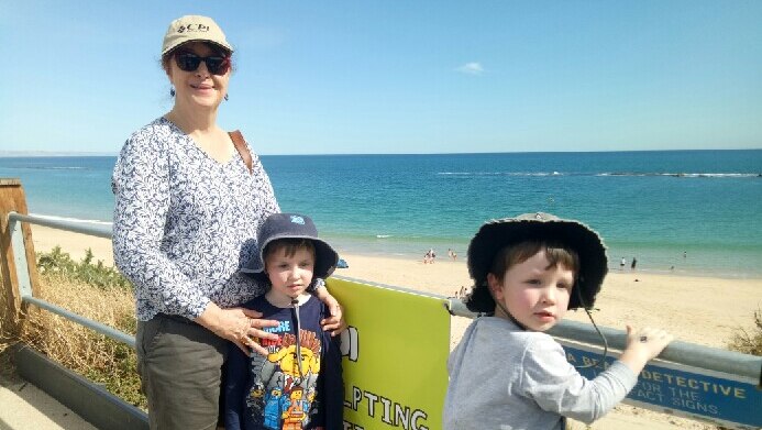 Sharon Learmonth and her sons Saxon and Tasman
