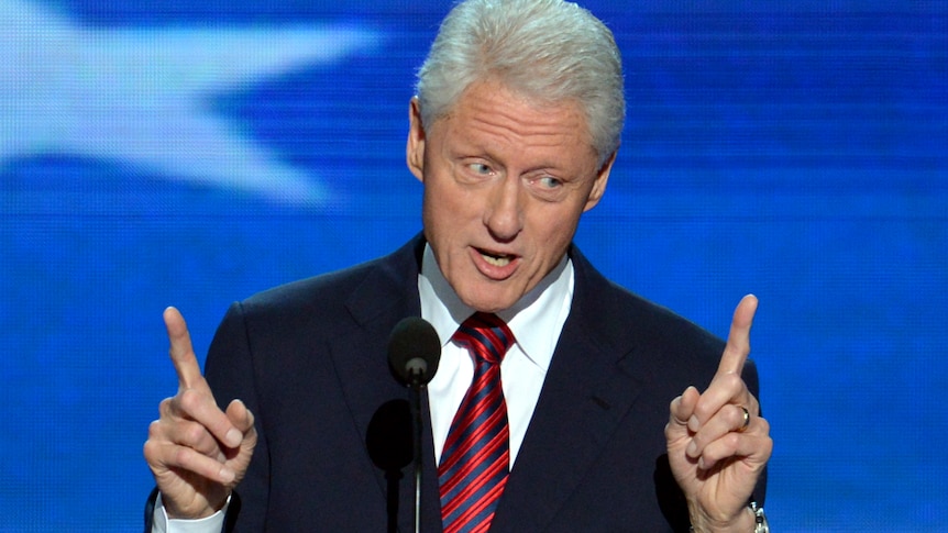 Bill Clinton makes his point at the Democratic National Convention