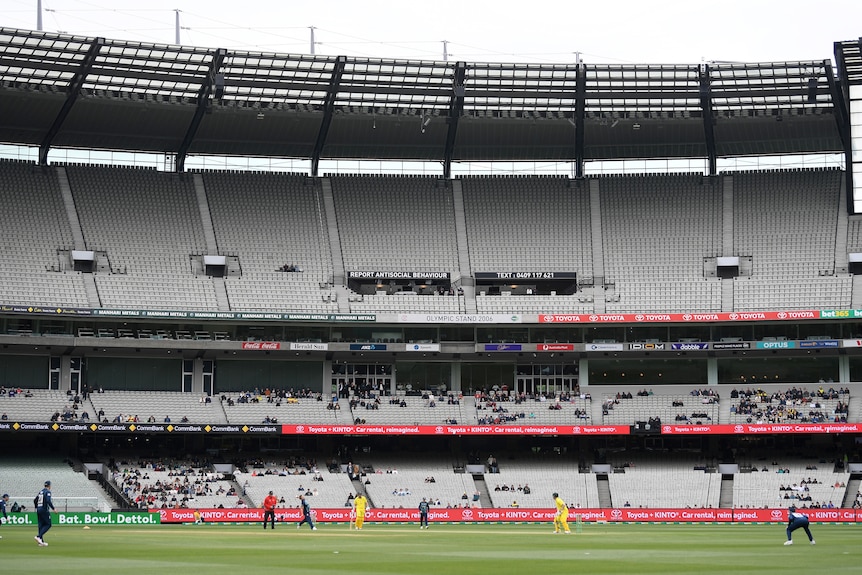 A largely empty MCG as Australia and England play cricket