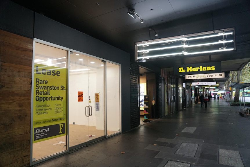 A vacant shop in Swanston Street.