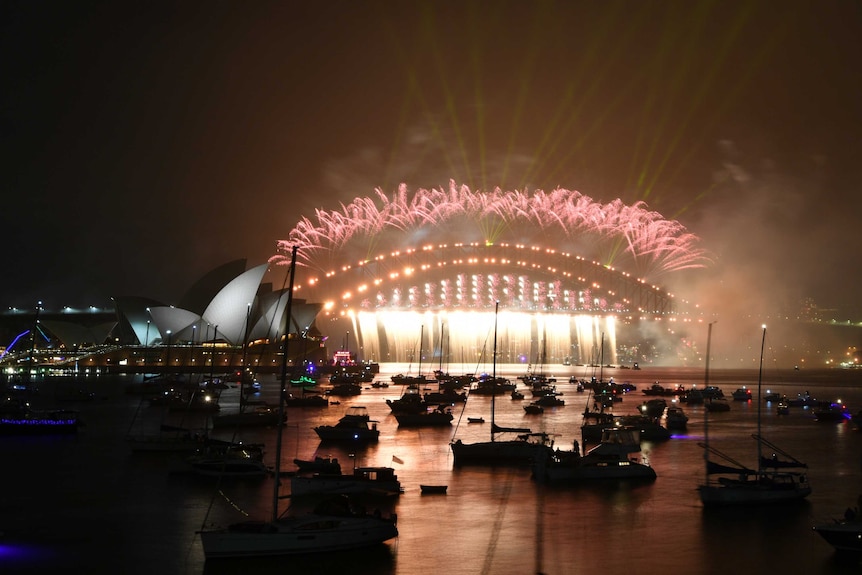 Fireworks light up over Sydney Harbour.
