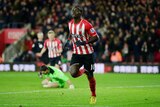 On target ... Sadio Mane celebrates after scoring for Southampton