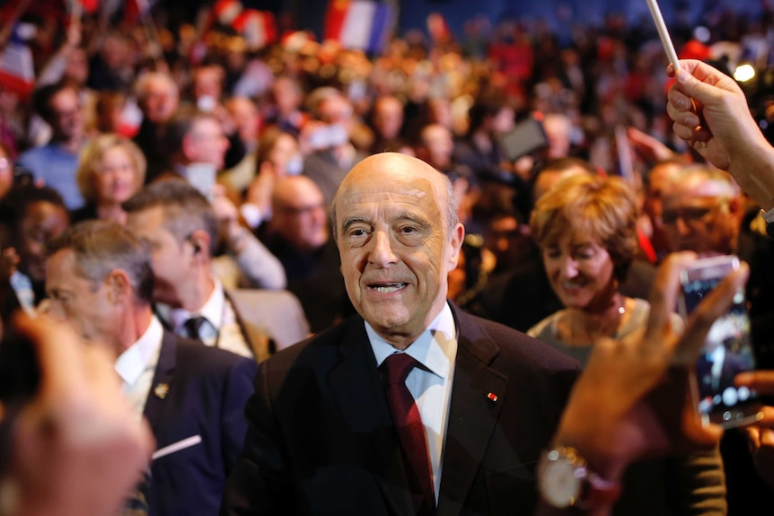 French politician Alain Juppe at a campaign rally.