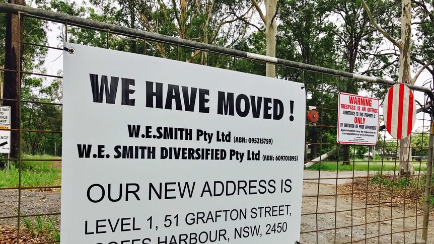 Sign stating "we have moved" outside WE Smith Engineering in Coffs Harbour.