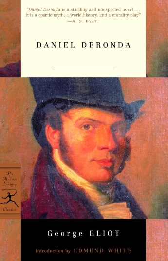 Book cover for Daniel Deronda by George Eliot featuring a Victorian era man in a top hat