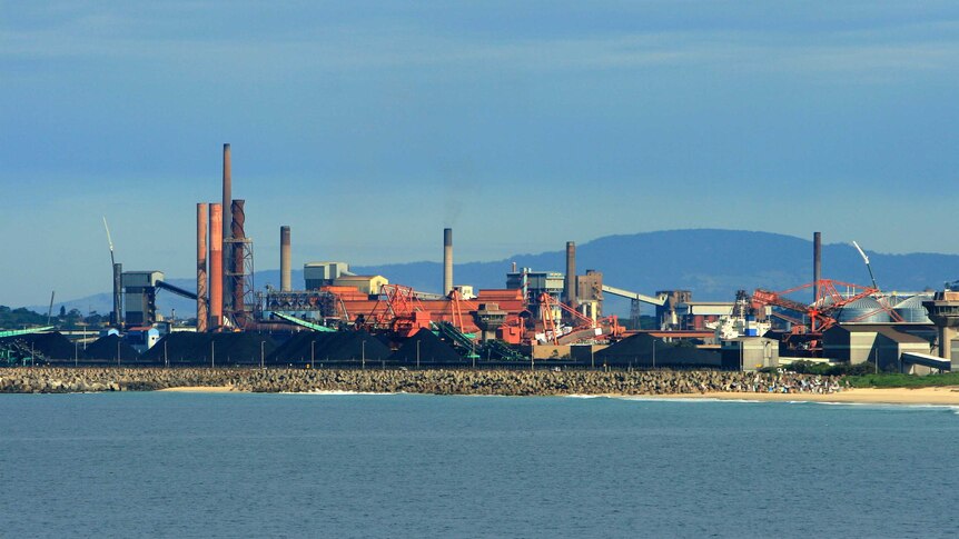 The steelworks dominates the landscape directly to the west of Port Kembla