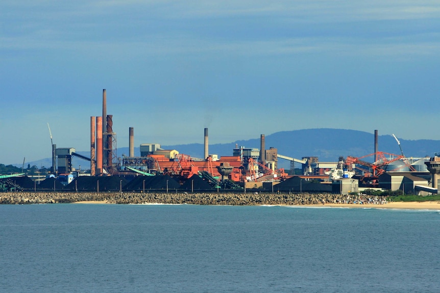 The steelworks dominates the landscape directly to the west of Port Kembla